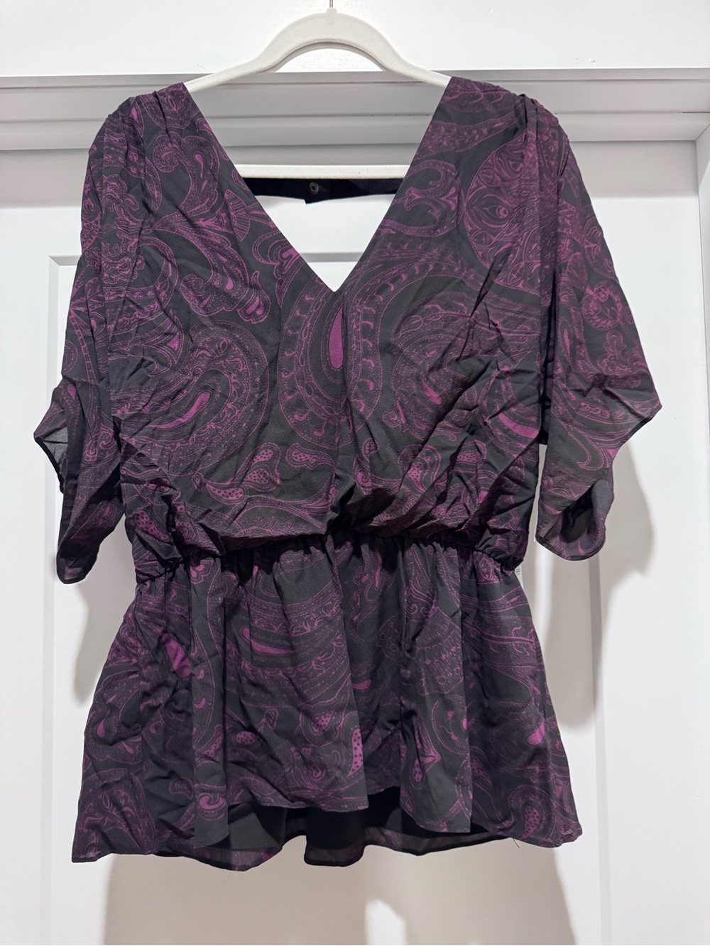 Alice + Olivia Purple Paisley V-Neck Peplum Blouse NWT